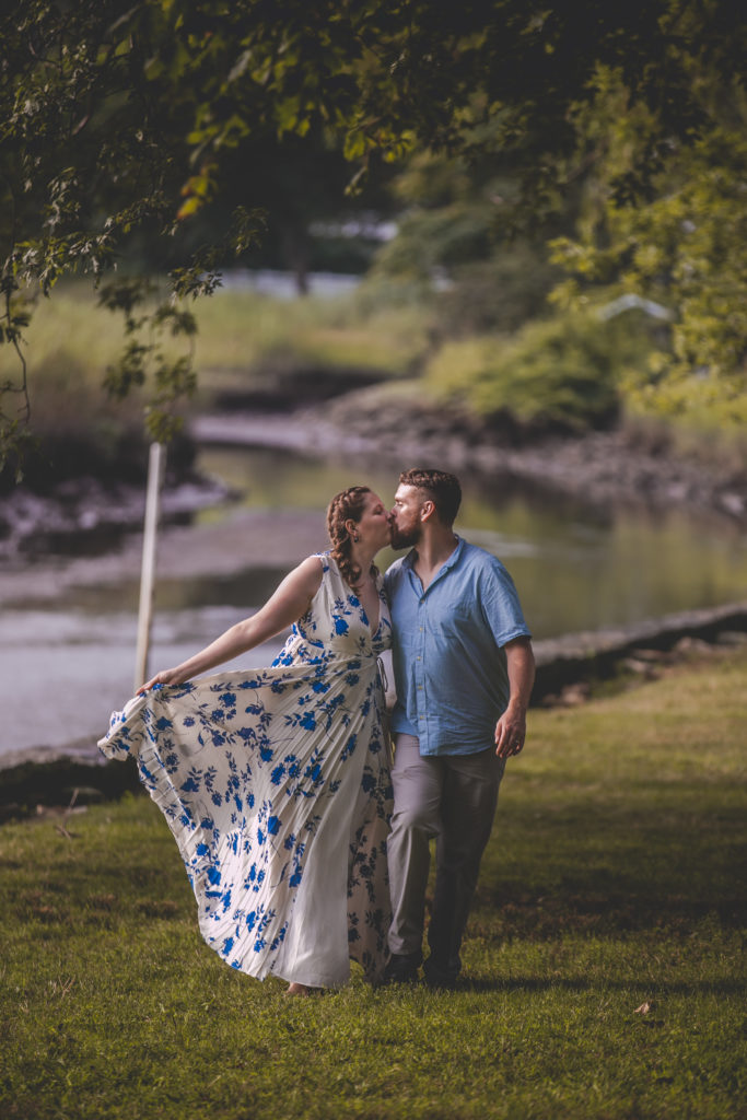 blue floral dress, summer engagement session, summer photo shoot, outdoor engagement session, moody engagement session, moody engagement photos, moody engagement photo session, film style engagement session, film style engagement photos, film engagement shoot, film engagement photos, whimsical engagement shoot, coastal engagement session, costal engagement photos, beach engagement, park engagement, moody engagement, candid engagement, Brandford, CT, Guildford, CT, Connecticut photos, Connecticut Engagement, CT Engagement